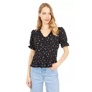 1. STATE Plus Size Ruffle‎ Floral Print Button Front Puff Sleeves Blouse Size 1X